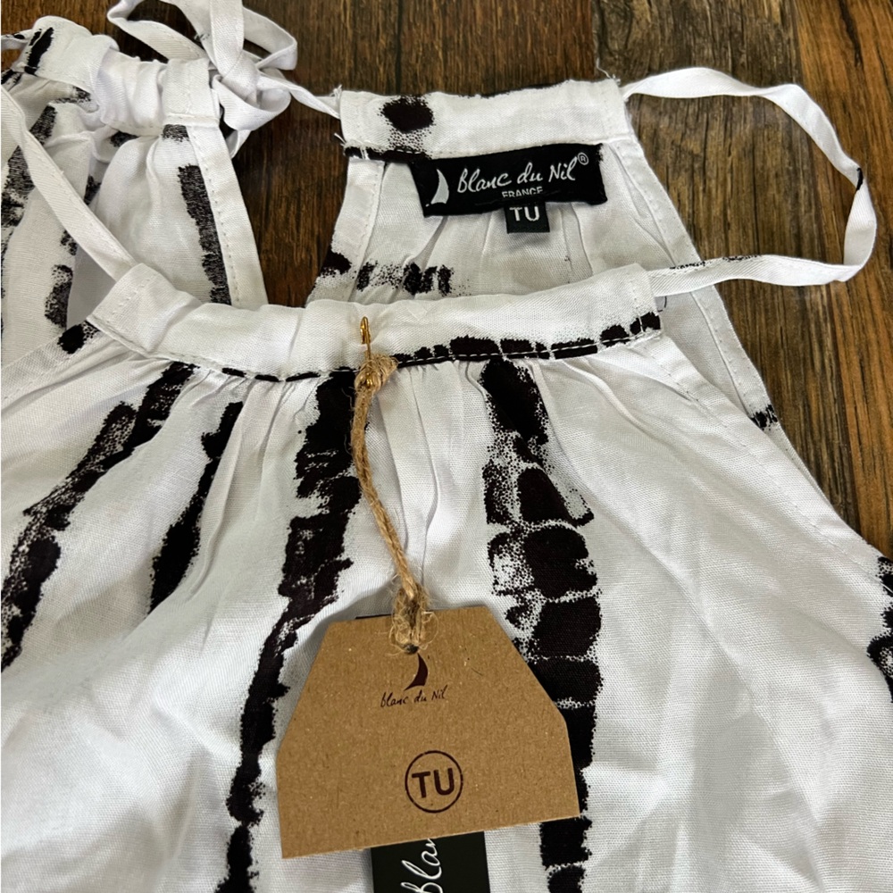 NWT Blanc du Nil Sleeveless Tie-Neck Halter Top - Picture 3 of 6